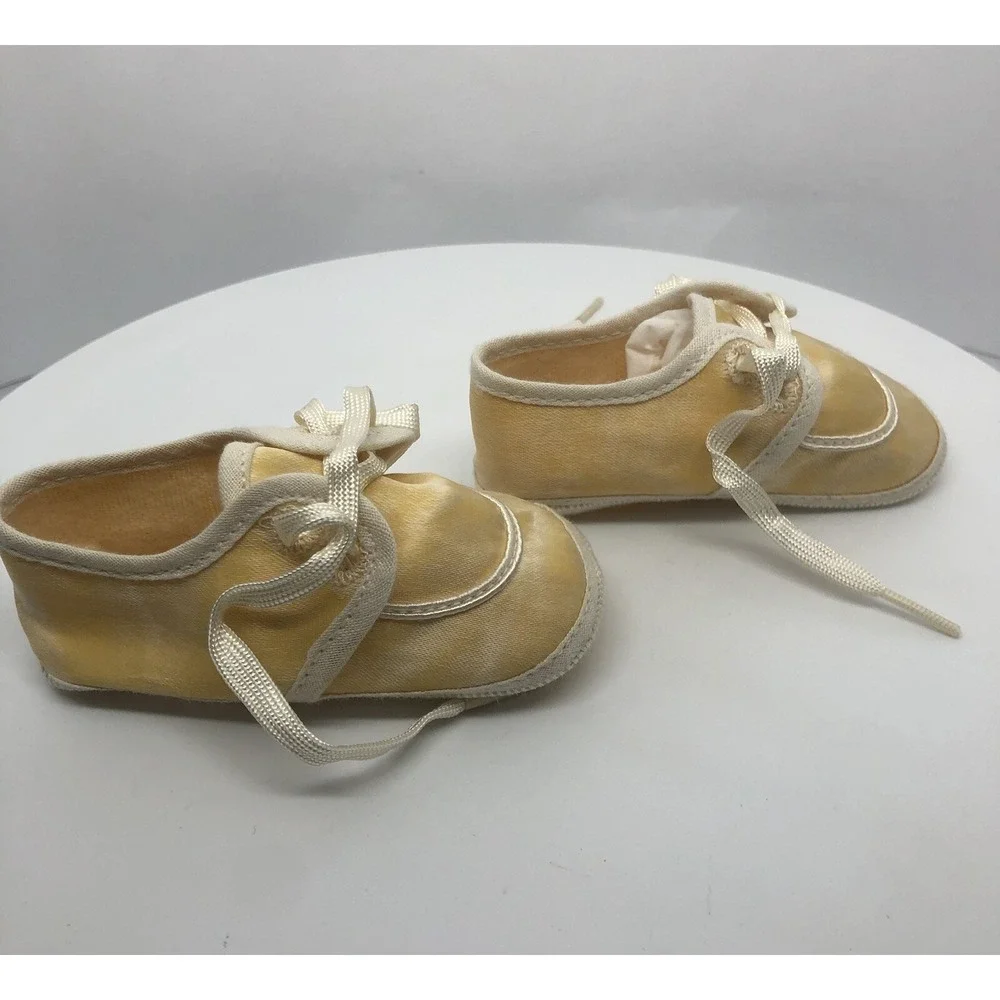 Vintage Christening Shoes Satin Feel Laces Infant Baptism Shoes 3.5